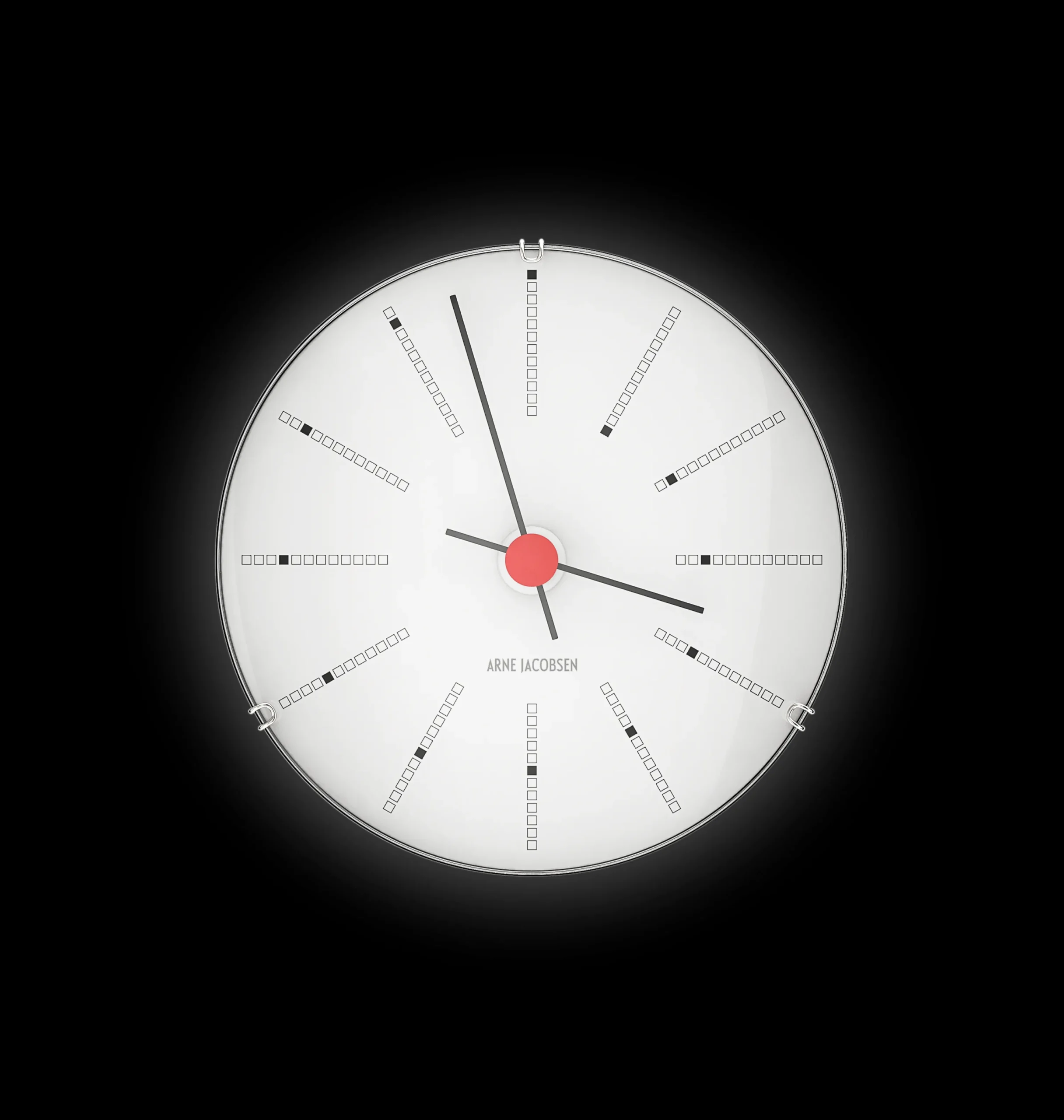 Arne Jacobsen Klokker Og Værstjanor*Clocks Bankers Veggur Ø12 cm hvit/sort/rød
