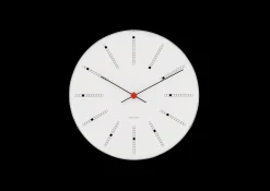 Arne Jacobsen Klokker Og Værstjanor*Clocks Bankers Veggur Ø21 cm hvit/sort/rød