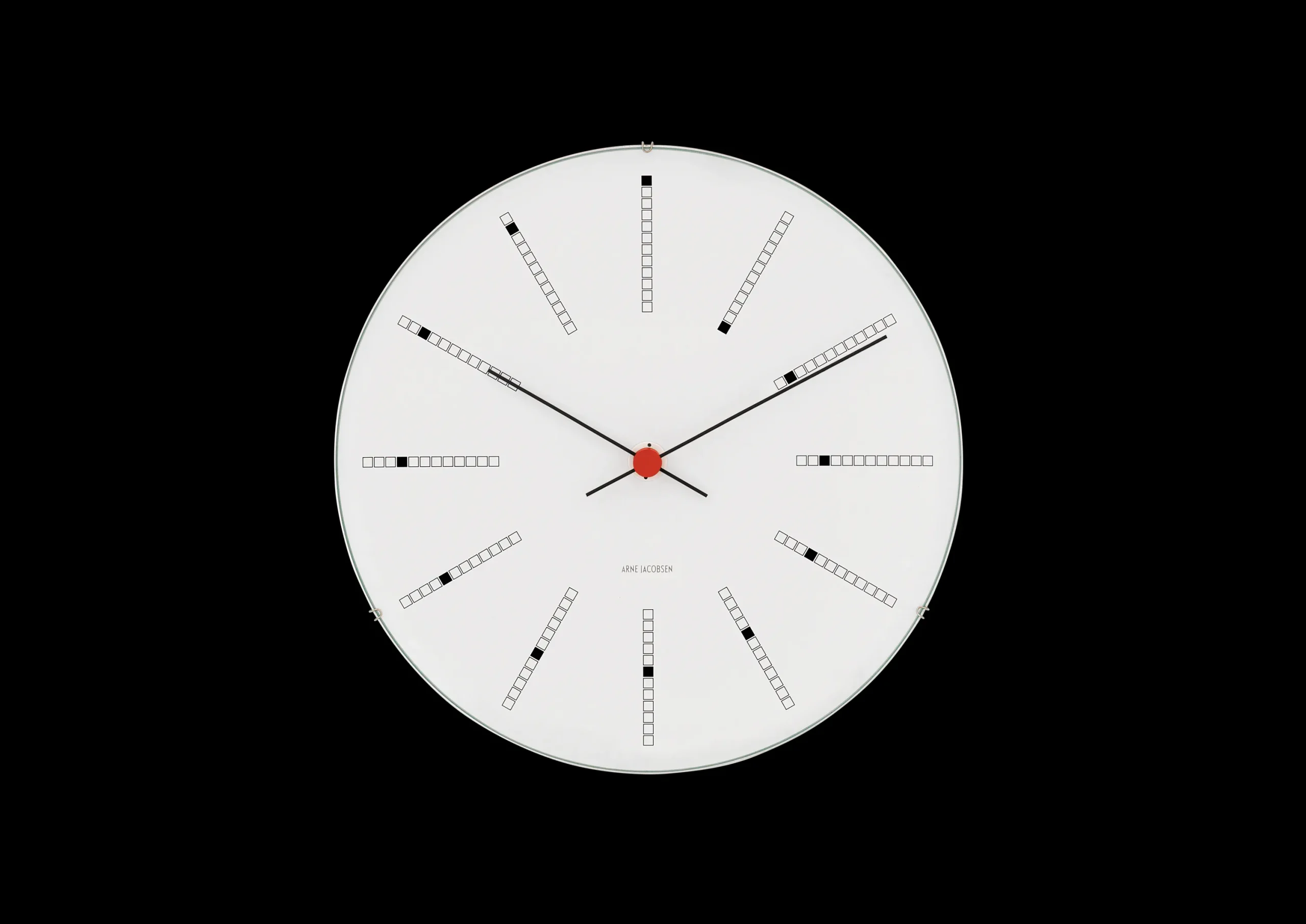 Arne Jacobsen Klokker Og Værstjanor*Clocks Bankers Veggur Ø21 cm hvit/sort/rød
