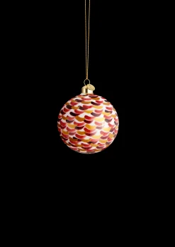 Holmegaard Julepynt|Julepynt*Souvenir Julekule Ø8 cm penselstrøk rød