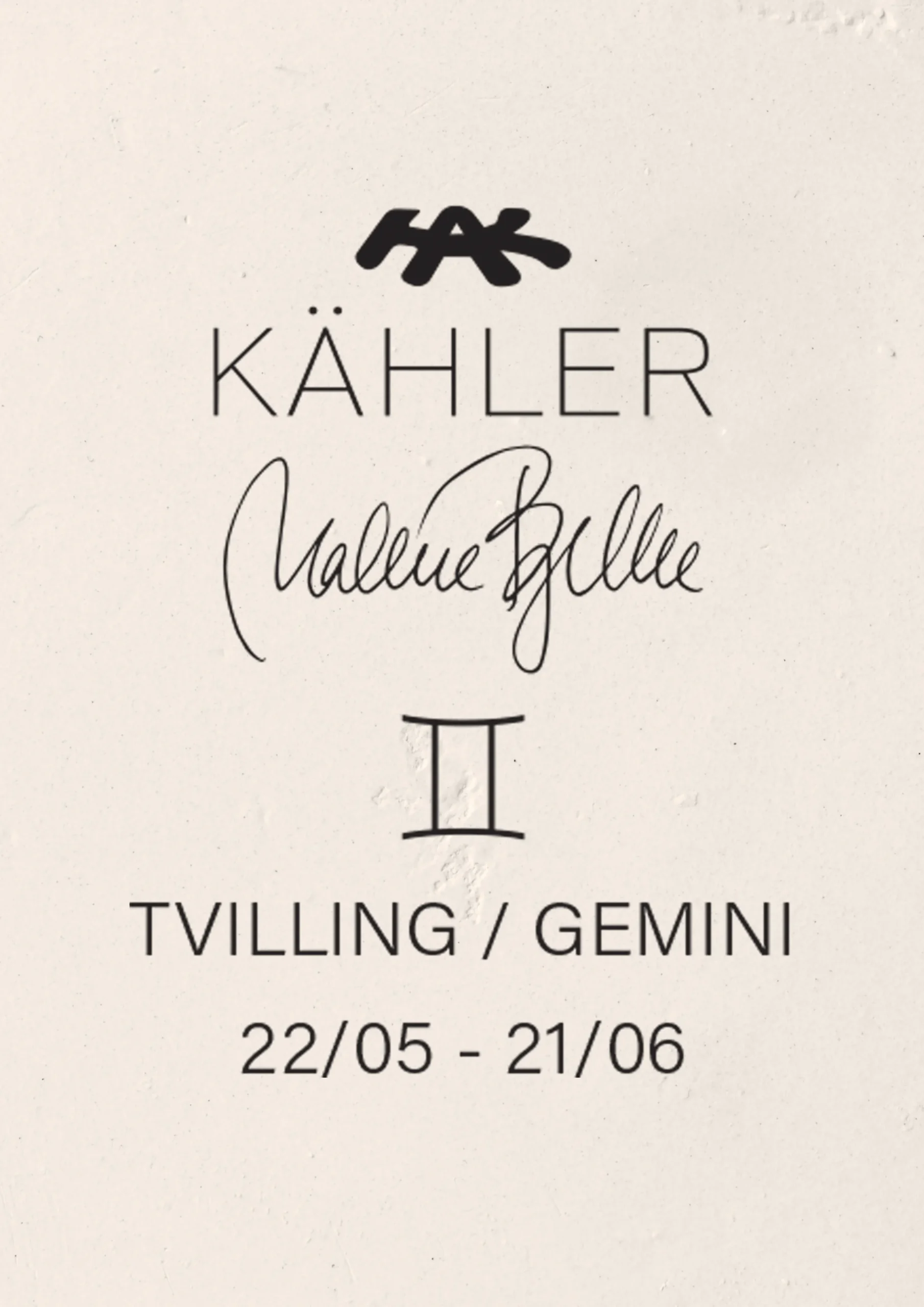 Kähler Stjernetegnsskulpturer|Trefigurer Og Skulpturer*Astro Gemini H24 hvit