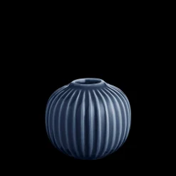 Kähler Lysestaker Og Stearinlys|Kronelysestaker*Hammershøi Lysestake rund Ø7.5 cm indigo (18182)