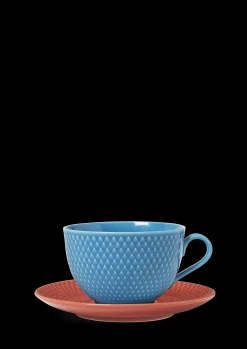 Lyngby Porcelæn Kopper*Rhombe Color Tekopp med skål blå