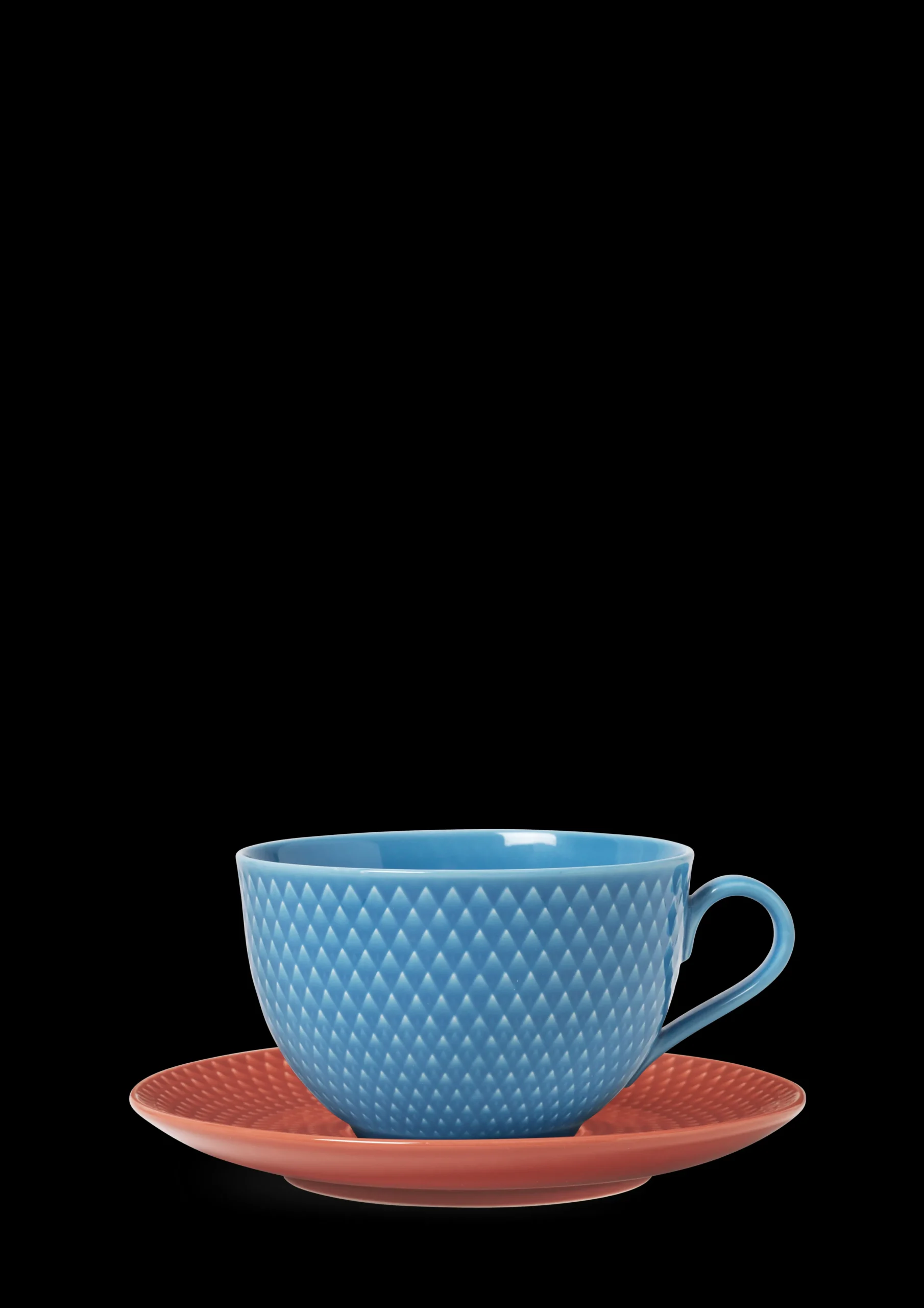 Lyngby Porcelæn Kopper*Rhombe Color Tekopp med skål blå
