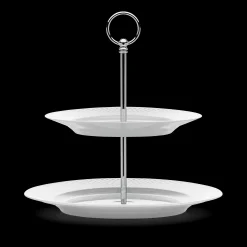 Lyngby Porcelæn Kakefat Og Etasjefat*Rhombe Etasjefat Ø27 cm hvit